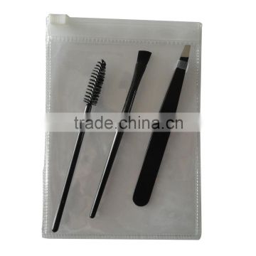 eyebrow tweezers kits brow sets 9cm brow kits 90mm tweezers , 100mm Mascara Wand and 100mm brow brushes into a plastic bag