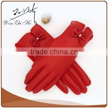 Craft Decorated PU Leather Fashion Hand Gloves