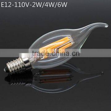 E12 E14 E27 Dimmable 2w Led Filament Candle Bulb 2W 4W 6W with CE RoHS