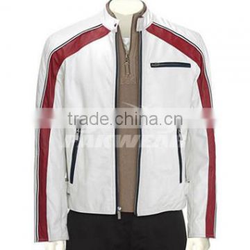 Leather Fashion Jacket White with Red Straps