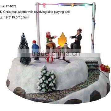 Christmas decoration LED Christmas scene with revolving kids playing ball