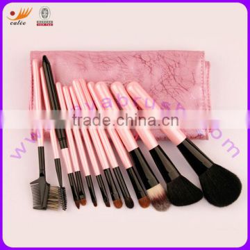 cute pink make up brushes with heart-shaped pouch