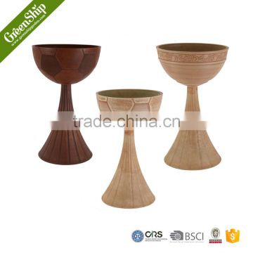 Round Football Appearance Flower Pots with Shell Shape Ultrahigh Stiletto Base