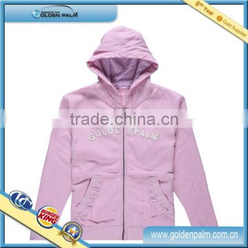 Pink zip up sport hoodie for girls garment China, girls keep warm hoodie for wholesale