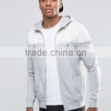 Custom With Hood Contrast White Grey Colour Men's 65% Polyester 35% Cotton Casual Regular Fit Zip Open Blank Fleece Hoodies