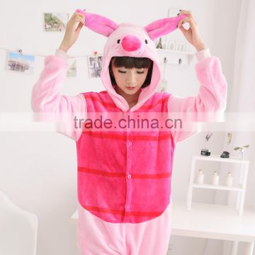 Onen Wholesale Cheapest Flannel Unisex animal adult animal pink pig pajamas