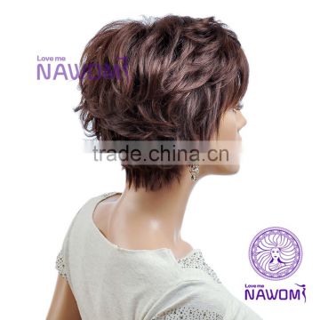 Inclined bang fluffy handsome short curly hair wigs