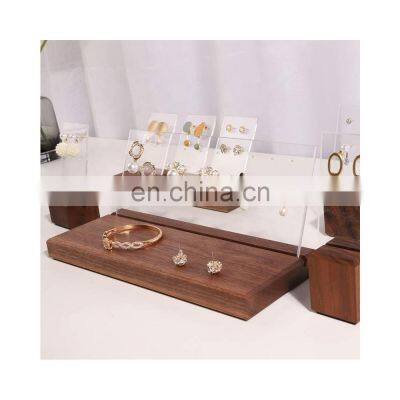 Solid Wood with Clear Acrylic Earring Display Stand Acrylic Display Holder for Bracelet Necklace Earring