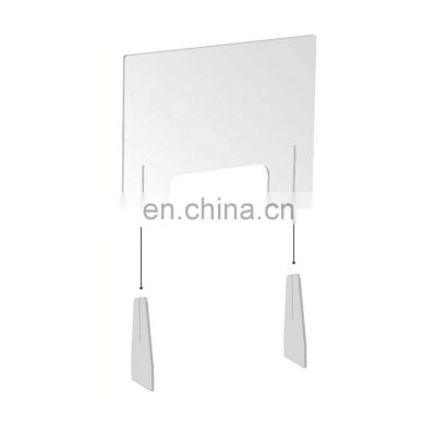 Customized Clear Acrylic Sneeze Screen with stand for Service Counter Protective Safty Screen