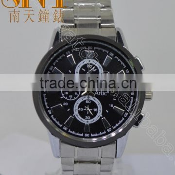 SNT-LA116 Black Texture Dial With 3 Chrono Eyes, High Quality Stainless Steel Watch