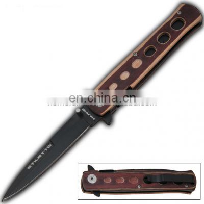 8.5 Inch wood Handle Stainless Steel Pocket Folding Blade Knife