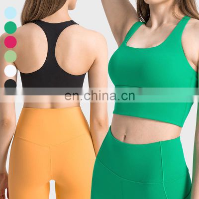 Wholesale Comfortable Workout Gym Sports Bra Top Sexy High Impact Fitness Racer Back Sports Bra With Pads Inserts Sports Bra Cup