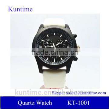 water resistant quartz watch japan movement, white silicone strap