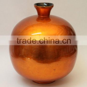 Best selling High quality lacquer bamboo metallic orange vase from Vietnam