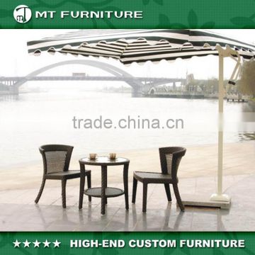 Patio/Garden PE Rattan Coffee Table with 2 Armless Chair