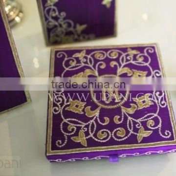 Purple wedding Invitation Box with Floral Embroidery- WHOLE SALE