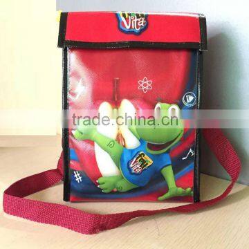 small non woven laminated insulated cooler bag with hook and loop closure