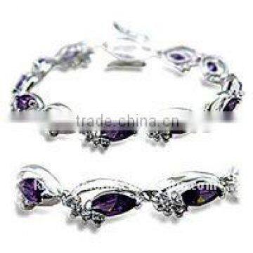 925 SS Purple cz Plated rhodium bracelets