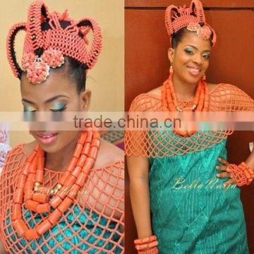 2016 Coral beads jewerlys set for Nigerian Traditional Brides/handmade jewelry wholesale china/beaded wedding jewelry set                        
                                                Quality Choice