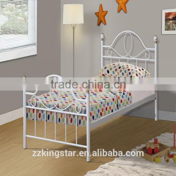 2016 high quality popular design white metal single bed