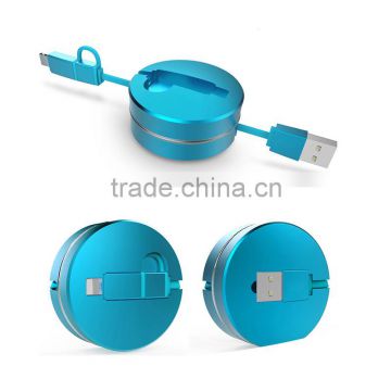 Convenient multi-color fashionable 2 in 1 usb great quality stretching data cable