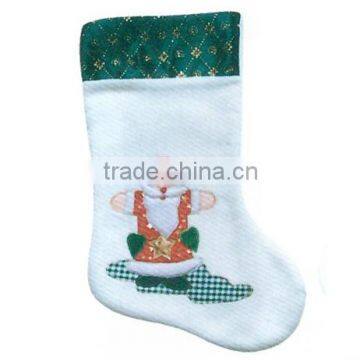 Velvet white christmas stocking with nice picture design