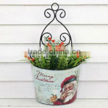 Lovely half round metal wall mounted flower pot with Santa Clause face