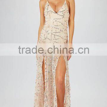 OEM women sequins long dresses hot sale holiday maxi dress