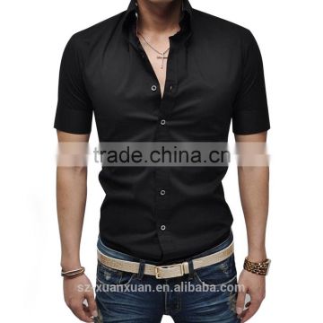 SZXX Tops Fashion Mens Slim Fit Shirt Long Sleeve Black Shirts