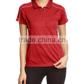 Blank red women's polo 100% polyester dir fit sport design polo for women's