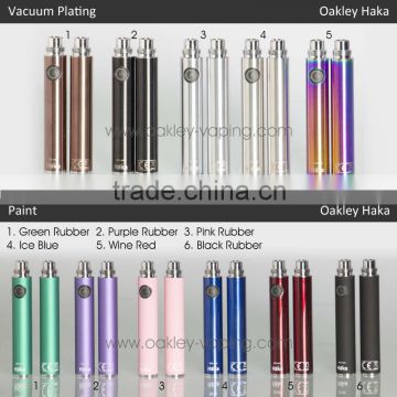 New wholesale Oakleytech HaKa colored ego passthrough battery with micro usb rechargeable ego passthrough battery