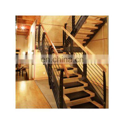 North American Indoor Straight Staircase Design Wood Stairs Step with Cable/Glass/Rod Railing