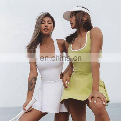 Contrasting Color One Piece Sexy Backless Jumpsuits Custom Women Quick Dry Tennis Wears