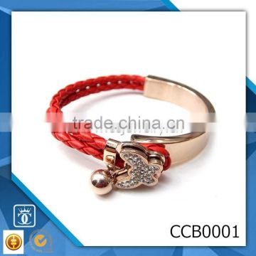 yiwu CC Jewelry CCB0001 2015 hot wholesale stainless steel leather bracelet