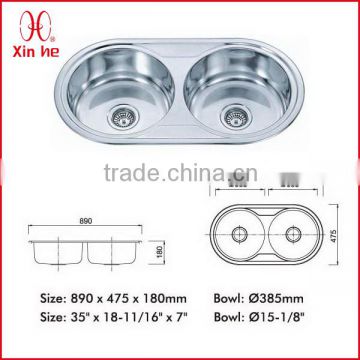 stainless steel double bowl round kitchen sink