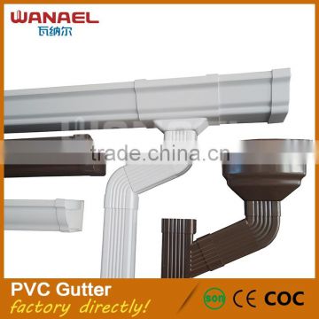 Wanael building material rain gutters fittings for roof easy installation pvc gutters roof