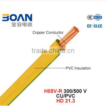 H05V-R Electric Wire 300/500V Cu/PVC Insulated Cable HD 21.3