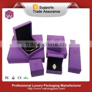 luxury purple color plastic velvet jewelry pack box wholesale