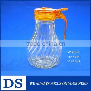 485ml high quality wholesale transparent glass soy sauce bottle with plastic cap