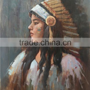 Indian Girl MB093 Woodland Modren High Quality Character Handmade Art Wall Paintings on board Oil Painting