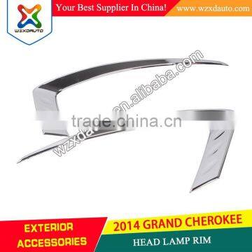 GRAND CHEROKEE 2014 HEAD LAMP RIM HEADLIGHT COVER 14 JEEP ACCESSORIES ABS CHROME