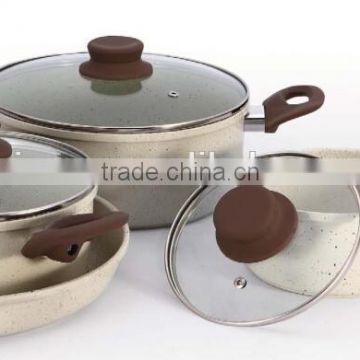 Factory direct manufacturing 7 PCS Colorful Forged Steel Cookware Set kitchen cookware