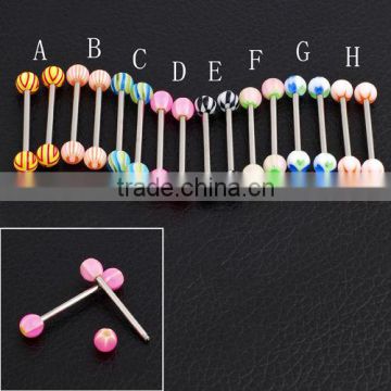 New Colorful body piercing jewelry Tongue Ring(EBJ1119)