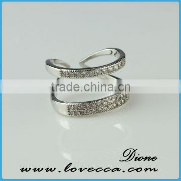 2015 new arrival !!! High quality 925 exquisite round and baguette diamond ring