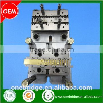 Progressive stamping die for electrical spring contact to pcb