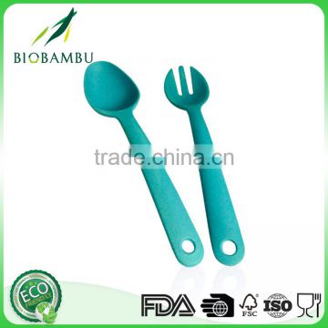 Bright colored good appearance lovely bamboo fiber spoon and fork