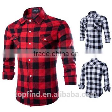 Supply hot sale check pattern custom mens heavy cotton flannel shirt