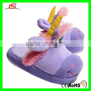 Purple Children's Plush Dragon Unicorn Slippers