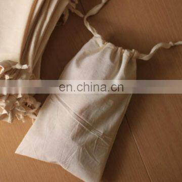 Unbleached cotton blank fabric canvas wrap gift favors drawstring bag