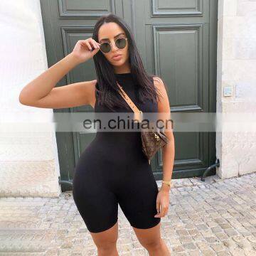 Sexy Black Sleeveless Knitted Summer Woman Solid Basic Bodycon Jumpsuit Body Women Fashion Bodysuits Tops